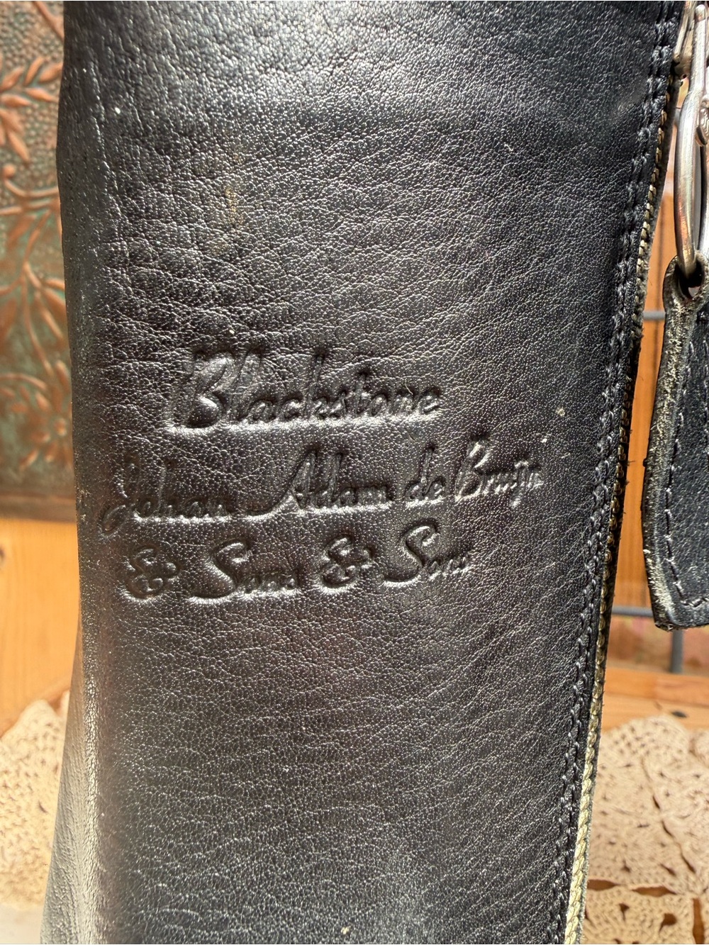 Blackstone Black Leather Tall Riding Boots Goodyear Welted Size 38 / US 7.5 - 8 - Picture 10 of 16